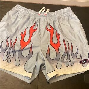Oakley Red and Blue Flame Swim Shorts